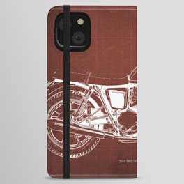 2010 Triumph Bonneville SE Blueprint, Red Background iPhone Wallet Case