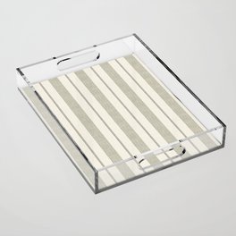 ivy stripes - cream and olive green Acrylic Tray
