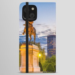 Boston Public Garden, Boston, Massachusetts, City Sunset iPhone Wallet Case