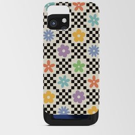 Retro Colorful Flower Double Checker iPhone Card Case