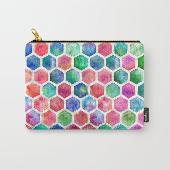 Hand Painted Watercolor Honeycomb Pattern Carry-All Pouch