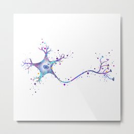 Neuron Art Nerve Cell Colorful Watercolor Gift Neurology Art Science Art Biology Gift Metal Print