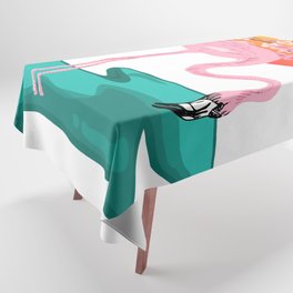 Flamingo Pond and Cherry Blossoms Tablecloth
