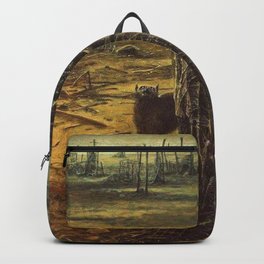 Untitled (Companion), by Zdzisław Beksiński Backpack | Unearthly, Darkart, Surrealistart, Bizarre, Surrealism, Blackcat, Animalcompanionship, Haunting, Polishpaintings, Catcompanion 