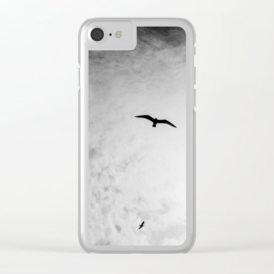 Black bird sky Clear iPhone Case