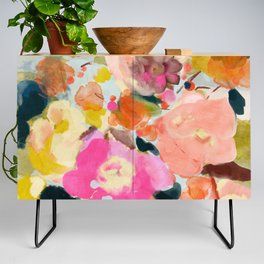 floral bouquet from above abstract art Credenza
