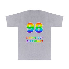 [ Thumbnail: HAPPY 98TH BIRTHDAY - Multicolored Rainbow Spectrum Gradient T Shirt T-Shirt ]