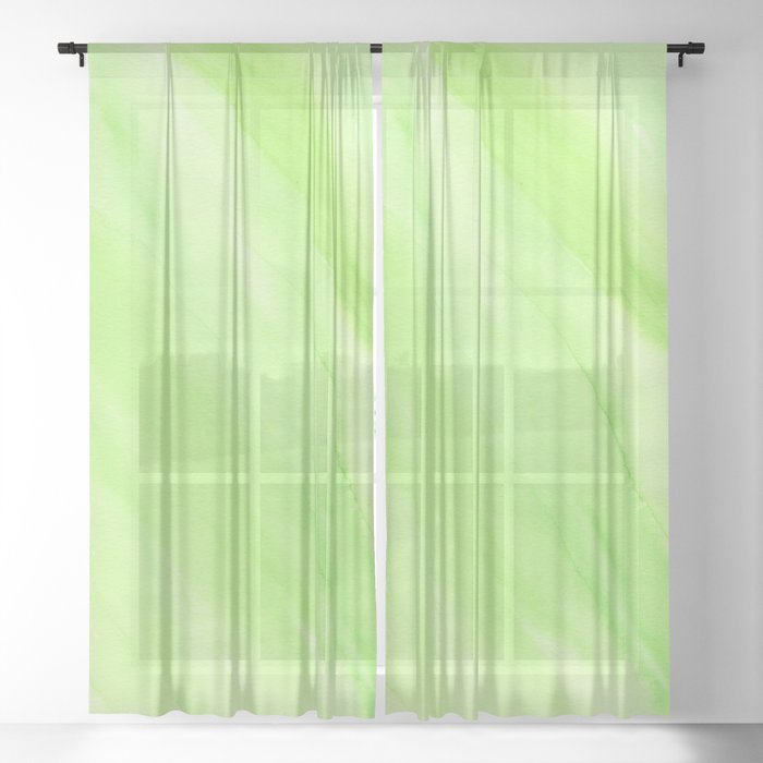 Green Watercolor Sheer Curtain