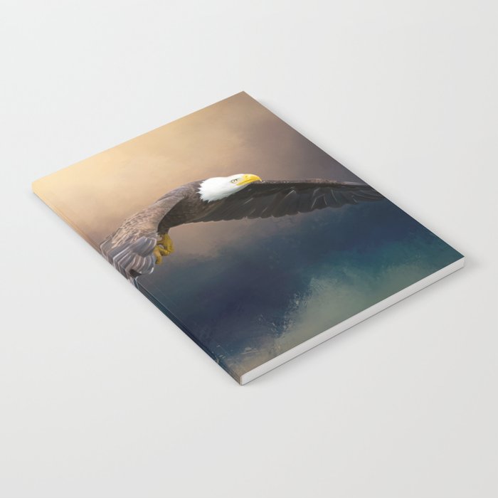 Painting Flying American Bald Eagle Notebook By Simonegatterwe