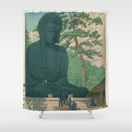 Great Buddha at Kamakura 1930 - Kawase Hasui -The Great Buddha at Kamakura (Kamakura daibutsu) Shower Curtain