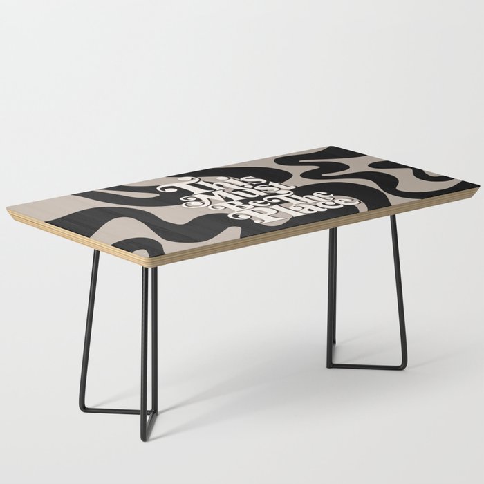 This Must Be The Place - 70s, Vintage, Retro, Abstract Pattern (Black & Beige) Coffee Table