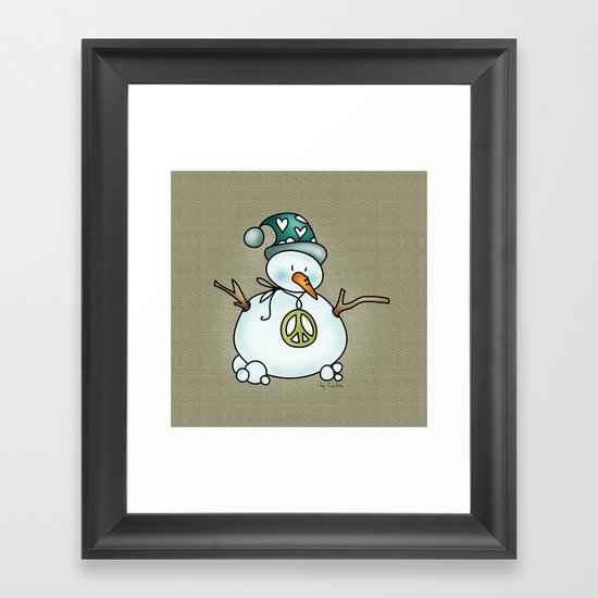Snowman {Peaceful} Framed Art Print