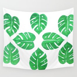 Nature tropical palm leaf print green pattern  Wall Tapestry