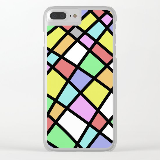 Crazy Pastel Paving - Abstract, pastel coloured mosaic paved pattern Clear iPhone Case