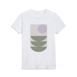 Lines and Shapes in Moss and Lilac Kids T Shirt