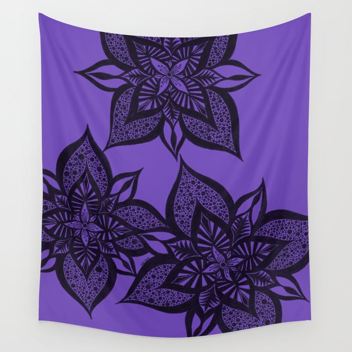 Floral Fantasy in Purple Wall Tapestry