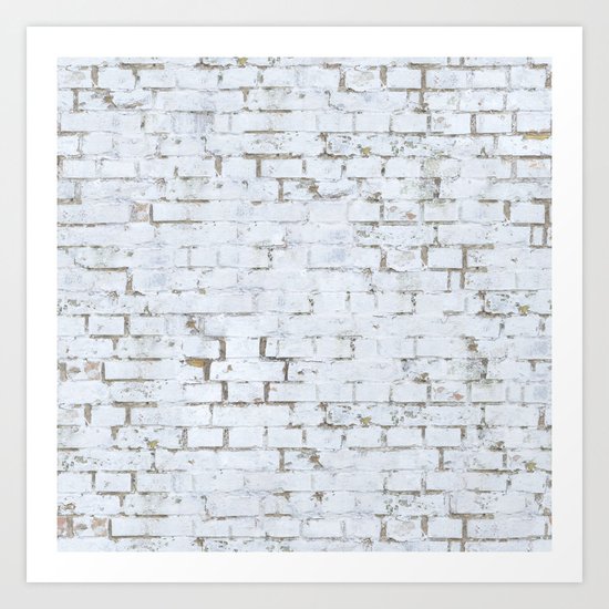 Vintage White Brick Wall Art Print