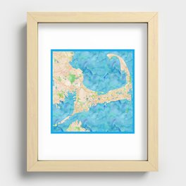 Cape Cod watercolor map Recessed Framed Print