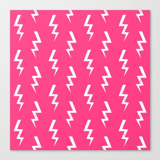 Bolts lightening bolt pattern pink and white minimal cute patterned gifts Canvas Print
