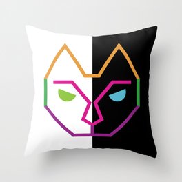 Abstract Multicolored Cat Throw Pillow