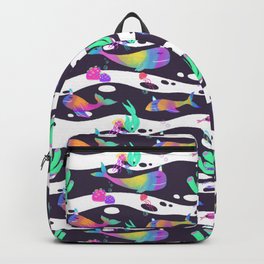 Fantasea Backpack | Pattern, Unicornhorns, Fishprint, Water, Artprint, Unicorn, Vibrant, Fantasy, Colorful, Watercolor 