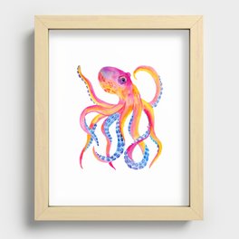 Watercolor Octopus - Ocean Animal Painting Recessed Framed Print