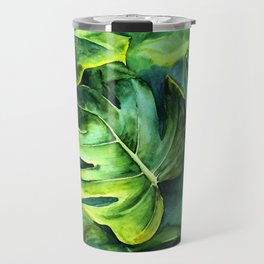 Watercolor Palm Leaves - Tropical Art Travel Mug