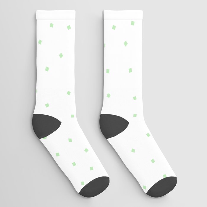 Simple Christmas seamless pattern Green Mint Confetti on White Background Socks