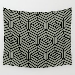 Green and Black Modern Cube Shape Pattern - Dutch Boy 2022 Color of the Year Cypress Garden 424-4DB Wall Tapestry
