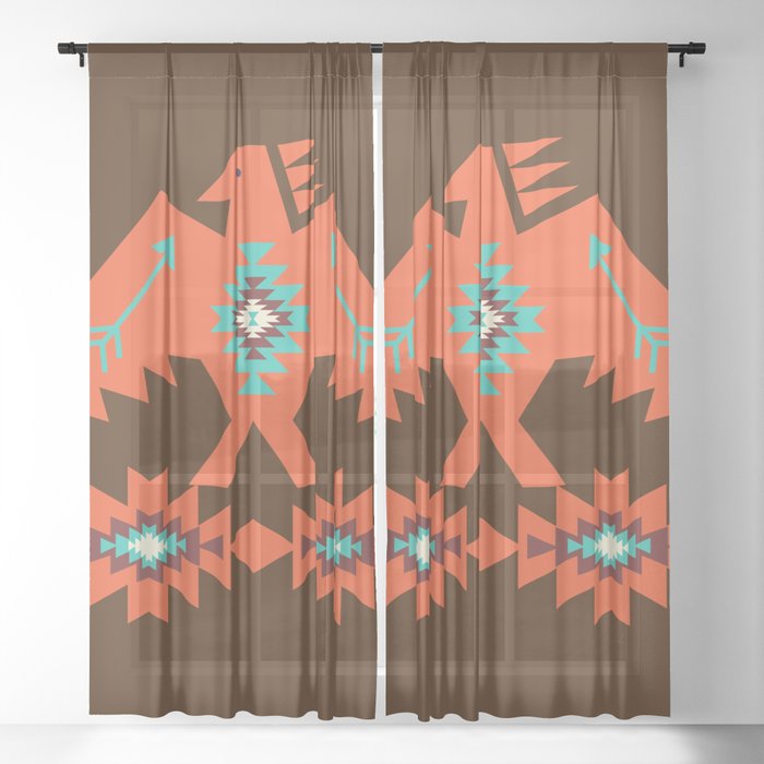 Southwest Indian Tribal Eagle Bird Pattern Sheer Curtain