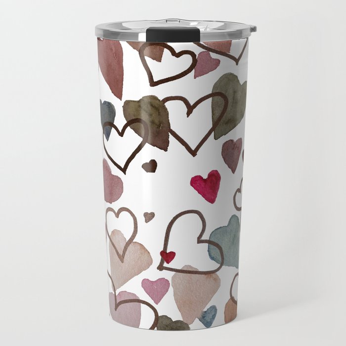 Watercolour Hearts Travel Mug