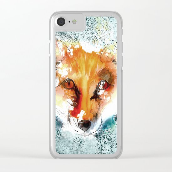 Wild wild Fox - Animal in the forest- watercolor illustration Clear iPhone Case