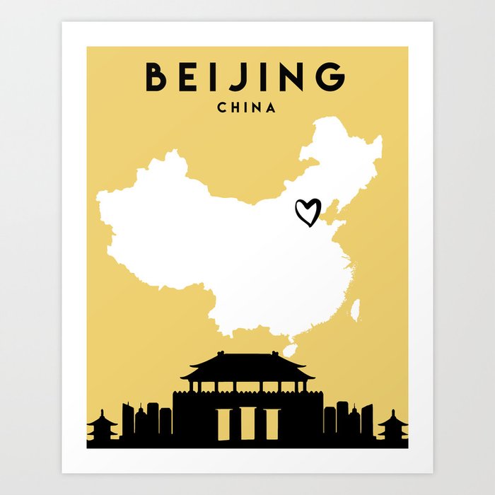 BEIJING CHINA LOVE CITY SILHOUETTE SKYLINE ART Art Print