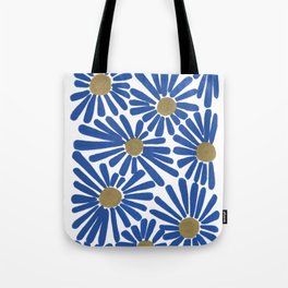 Blue and Gold Flowers Tote Bag