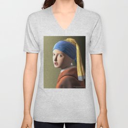 Girl with pearl earring V Neck T Shirt