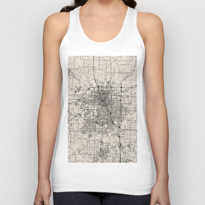 Springfield, Missouri - USA - Black and White Minimal City Map Tank Top