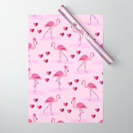 Pink Flamingos in Love pattern Wrapping Paper
