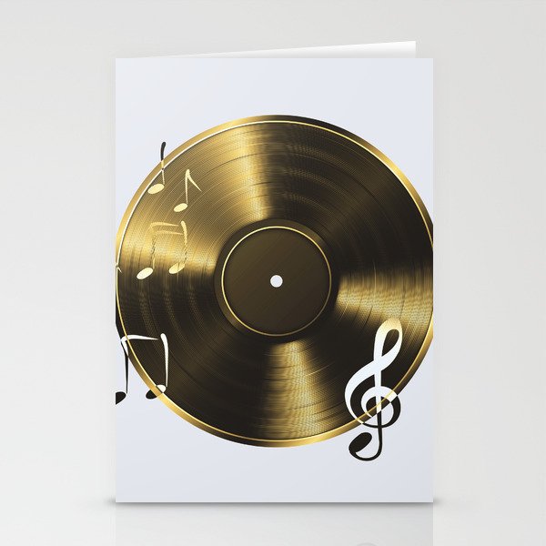 Gold LP Vinyl Record Stationery Cards