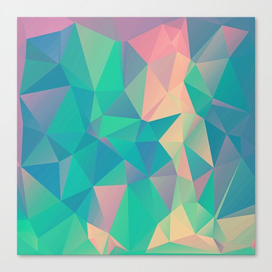 Fractured, Colorful Triangles Geometric Shapes Canvas Print