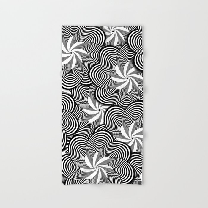 Fun Black and White Flower Pattern - Digital Illustration - Graphic Design Hand & Bath Towel