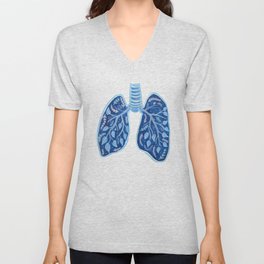 Botanical Lungs - Breathe Deep  V Neck T Shirt