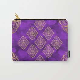 Purple Swirls and Gold Oriental Designs Carry-All Pouch