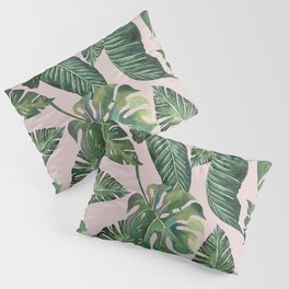 Jungle Leaves, Banana, Monstera Pink #society6 Pillow Sham