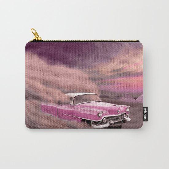 A pink cadillac and the Giza Pyramids Carry-All Pouch