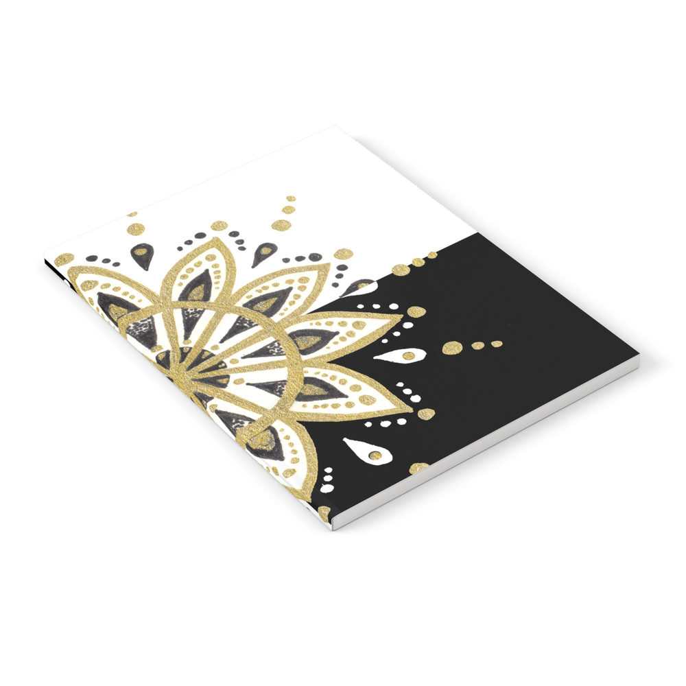 Black & Gold Mandala Geometric Design Notebook by artonwear