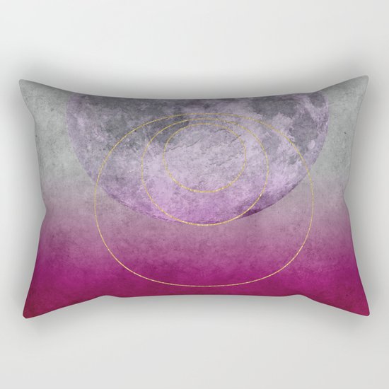 Pink Moon geometric circle mixed media Rectangular Pillow