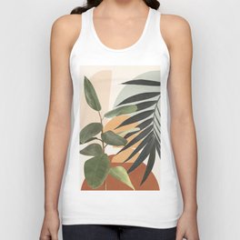 Sunset Flora 03 Tank Top | Leaf, Home, Wall, Ficus, Painting, Line, Leaves, Shape, Tropical, Pattern 
