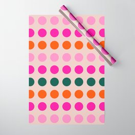 Colorful Mid Century Modern Geometric Abstract Polka Dots Pattern Retro Pink Orange Vintage Pastel Wrapping Paper | Circles, Abstract, Colorful, Dots, Pink, Polkadots, Vintage, Retro, Minimalist, Orange 