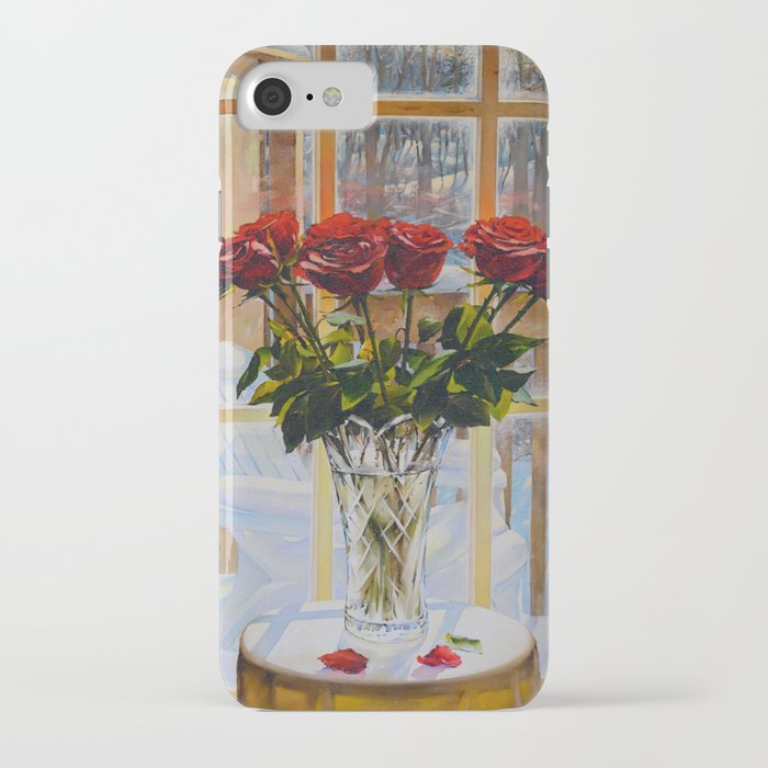 Red Roses in a Crystal vase iPhone Case