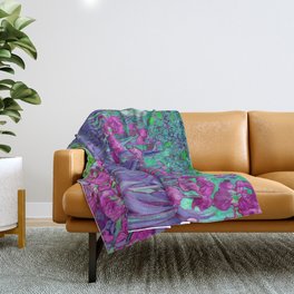 Vincent Van Gogh Irises Painting Violet Fuchsia Palette Throw Blanket